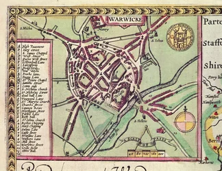 Détail de Warwick, du comté de Warwick, la ville et cité de Coventry, du 